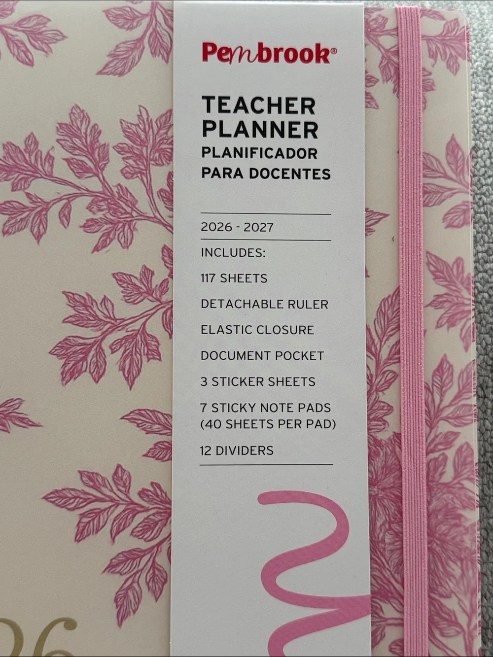Penbrook Teacher Planner 2026-2027 - pink  floral